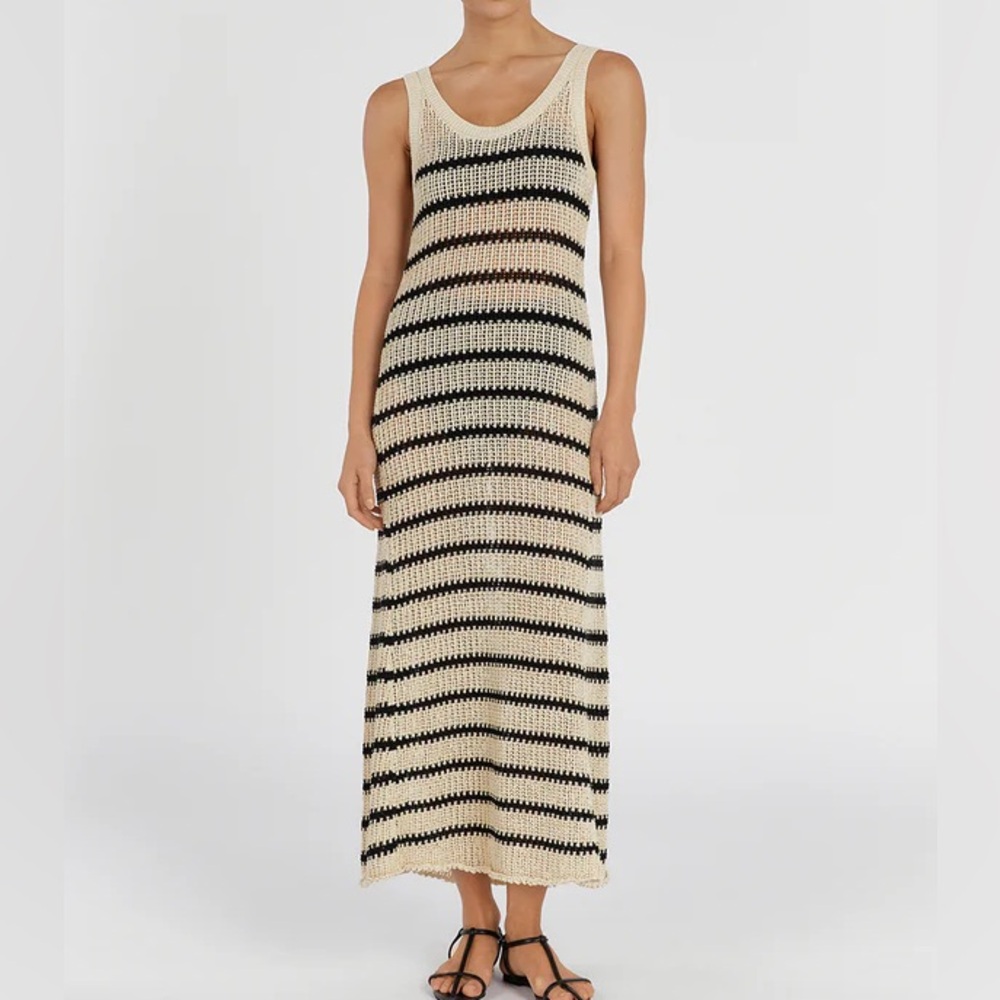 DISSH MARGOT WHEAT STRIPE KNIT MIDI